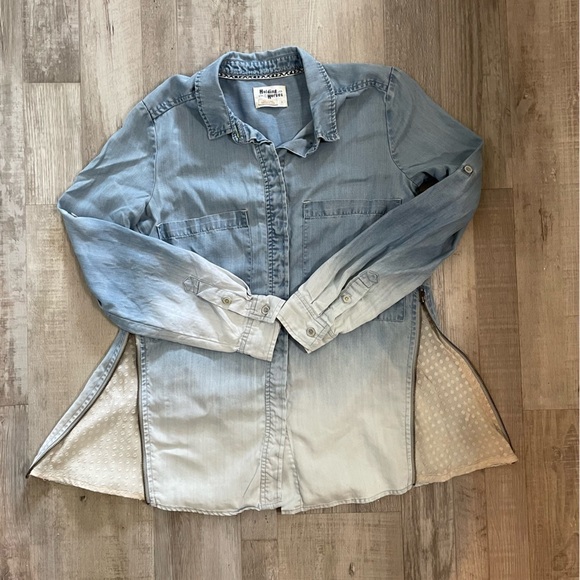 Anthropologie Holding Horses Women’s Ombre Dye button up long sleeved shirt. Sz0 - Picture 2 of 12